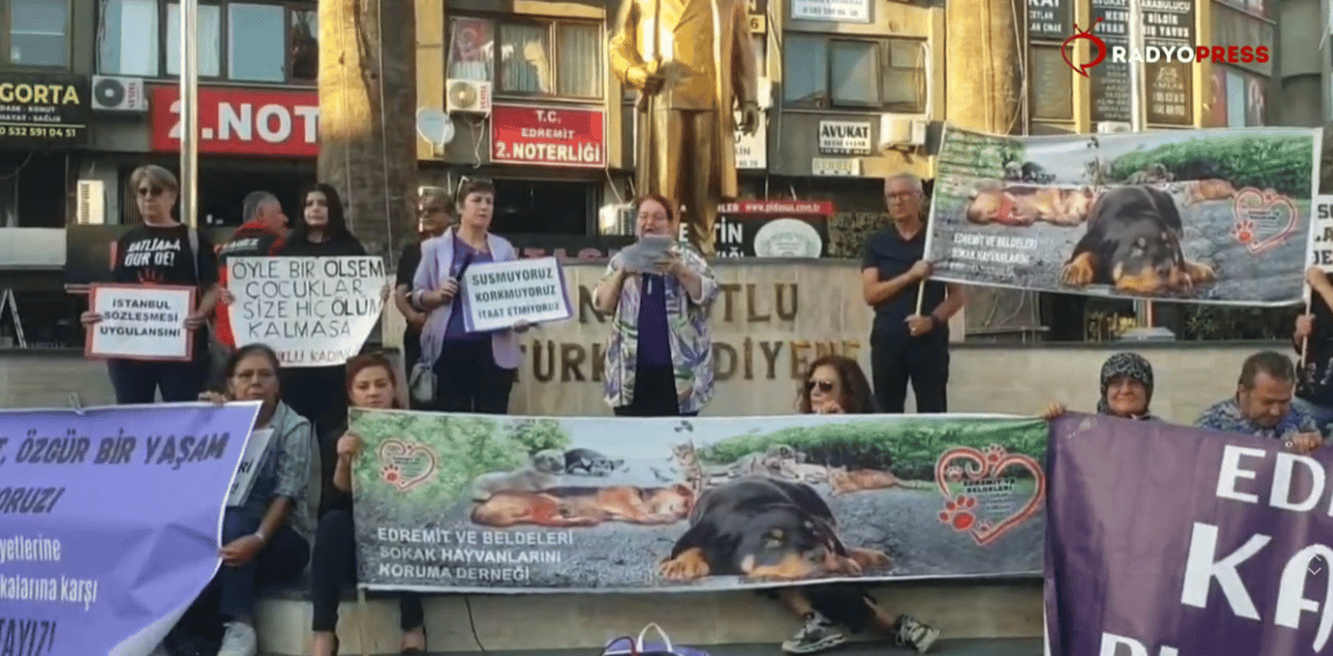 Edremit'te "Kadın, Çocuk, Hayvan Her Gün Katlediliyor" başlıklı basın açıklaması