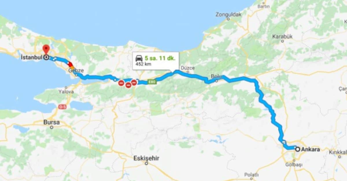 Ankara İstanbul arası kaç km?