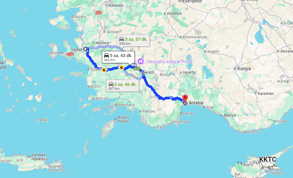 İzmir Antalya Arası Kaç Saat, Kaç Km, Nasıl Gidilir?