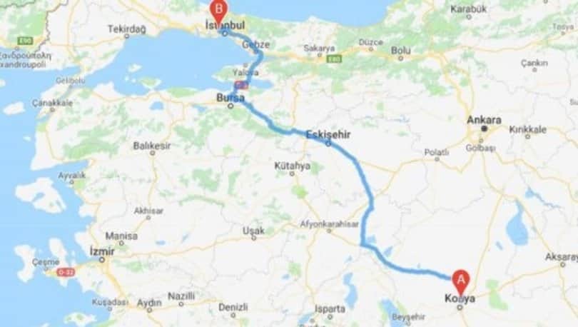 İstanbul Konya Arası Kaç Km?