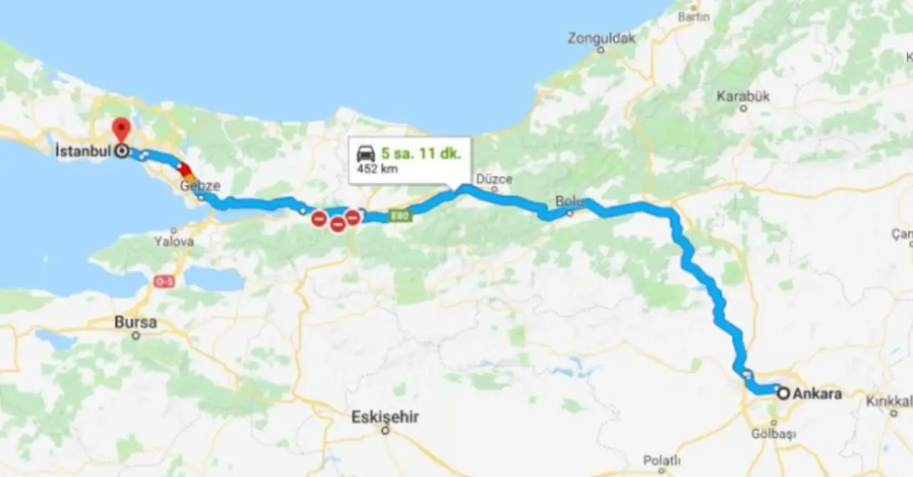 Ankara İstanbul arası kaç km?