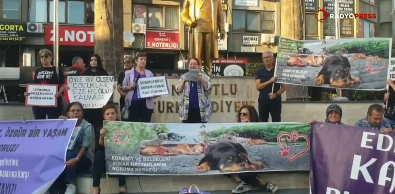 Edremit'te "Kadın, Çocuk, Hayvan Her Gün Katlediliyor" başlıklı basın açıklaması